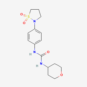 molecular formula C15H21N3O4S B3011767 1-(4-(1,1-dioxidoisothiazolidin-2-yl)phenyl)-3-(tetrahydro-2H-pyran-4-yl)urea CAS No. 1327041-39-3