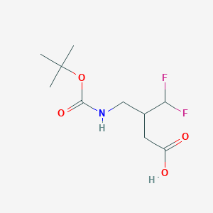 molecular formula C10H17F2NO4 B3011768 4,4-Difluoro-3-[[(2-methylpropan-2-yl)oxycarbonylamino]methyl]butanoic acid CAS No. 2166750-19-0