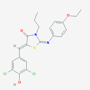 molecular formula C21H20Cl2N2O3S B301177 5-(3,5-Dichloro-4-hydroxybenzylidene)-2-[(4-ethoxyphenyl)imino]-3-propyl-1,3-thiazolidin-4-one 