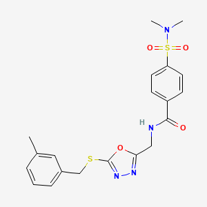 molecular formula C20H22N4O4S2 B3011771 4-(N,N-dimethylsulfamoyl)-N-((5-((3-methylbenzyl)thio)-1,3,4-oxadiazol-2-yl)methyl)benzamide CAS No. 941948-86-3