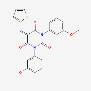molecular formula C23H18N2O5S B3011785 1,3-Bis(3-methoxyphenyl)-5-(thiophen-2-ylmethylidene)-1,3-diazinane-2,4,6-trione CAS No. 1023798-44-8