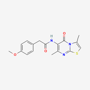 molecular formula C17H17N3O3S B3011786 N-(3,7-二甲基-5-氧代-5H-噻唑并[3,2-a]嘧啶-6-基)-2-(4-甲氧基苯基)乙酰胺 CAS No. 946222-85-1