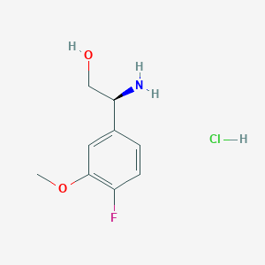 molecular formula C9H13ClFNO2 B3011799 (2S)-2-Amino-2-(4-fluoro-3-methoxyphenyl)ethan-1-OL hydrochloride CAS No. 2177259-39-9