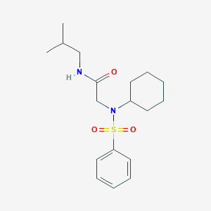 molecular formula C18H28N2O3S B301180 N~2~-cyclohexyl-N-(2-methylpropyl)-N~2~-(phenylsulfonyl)glycinamide 