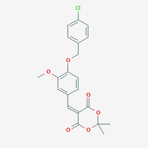 molecular formula C21H19ClO6 B301181 5-{4-[(4-Chlorobenzyl)oxy]-3-methoxybenzylidene}-2,2-dimethyl-1,3-dioxane-4,6-dione 