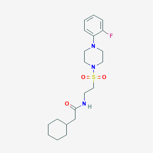 molecular formula C20H30FN3O3S B3011818 2-cyclohexyl-N-(2-((4-(2-fluorophenyl)piperazin-1-yl)sulfonyl)ethyl)acetamide CAS No. 897613-40-0