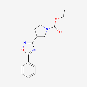 molecular formula C15H17N3O3 B3011819 Ethyl 3-(5-phenyl-1,2,4-oxadiazol-3-yl)pyrrolidine-1-carboxylate CAS No. 2034285-78-2