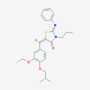 molecular formula C25H30N2O3S B301182 5-(3-Ethoxy-4-isobutoxybenzylidene)-2-(phenylimino)-3-propyl-1,3-thiazolidin-4-one 