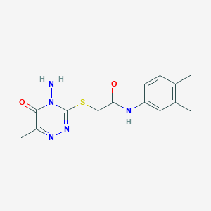 molecular formula C14H17N5O2S B3011820 2-[(4-amino-6-methyl-5-oxo-1,2,4-triazin-3-yl)sulfanyl]-N-(3,4-dimethylphenyl)acetamide CAS No. 886963-56-0