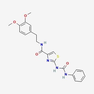 molecular formula C21H22N4O4S B3011830 N-(3,4-dimethoxyphenethyl)-2-(3-phenylureido)thiazole-4-carboxamide CAS No. 941880-55-3