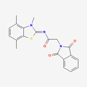 molecular formula C20H17N3O3S B3011844 (Z)-2-(1,3-二氧代异吲哚-2-基)-N-(3,4,7-三甲基苯并[d]噻唑-2(3H)-亚甲基)乙酰胺 CAS No. 868369-83-9