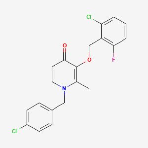 molecular formula C20H16Cl2FNO2 B3011846 1-(4-Chlorobenzyl)-3-((2-chloro-6-fluorobenzyl)oxy)-2-methyl-4(1H)-pyridinone CAS No. 303144-70-9