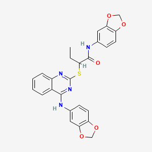 molecular formula C26H22N4O5S B3011851 N-(1,3-benzodioxol-5-yl)-2-[4-(1,3-benzodioxol-5-ylamino)quinazolin-2-yl]sulfanylbutanamide CAS No. 896697-91-9