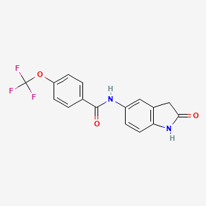 molecular formula C16H11F3N2O3 B3011853 N-(2-oxoindolin-5-yl)-4-(trifluoromethoxy)benzamide CAS No. 1396854-48-0
