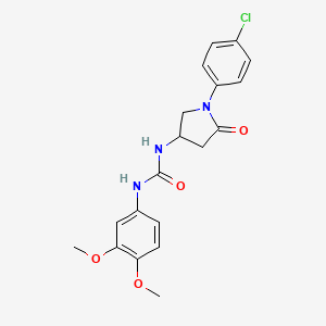 molecular formula C19H20ClN3O4 B3011855 1-(1-(4-Chlorophenyl)-5-oxopyrrolidin-3-yl)-3-(3,4-dimethoxyphenyl)urea CAS No. 894030-33-2