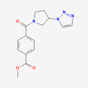 molecular formula C15H16N4O3 B3011864 methyl 4-(3-(1H-1,2,3-triazol-1-yl)pyrrolidine-1-carbonyl)benzoate CAS No. 1795211-74-3