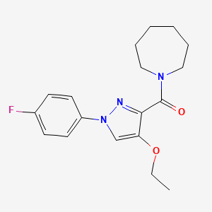 molecular formula C18H22FN3O2 B3011869 氮杂环戊烷-1-基(4-乙氧基-1-(4-氟苯基)-1H-吡唑-3-基)甲苯酮 CAS No. 1019096-53-7
