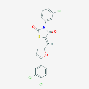 molecular formula C20H10Cl3NO3S B301187 3-(3-Chlorophenyl)-5-{[5-(3,4-dichlorophenyl)-2-furyl]methylene}-1,3-thiazolidine-2,4-dione 