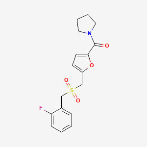 (5-(((2-Fluorobenzyl)sulfonyl)methyl)furan-2-yl)(pyrrolidin-1-yl)methanone