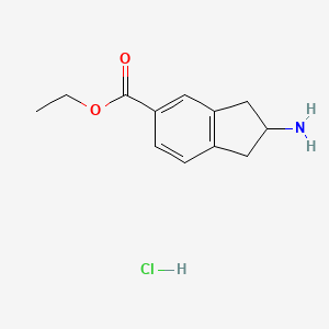 molecular formula C12H16ClNO2 B3011873 2-氨基-2,3-二氢-1h-茚满-5-羧酸乙酯盐酸盐 CAS No. 2230799-18-3