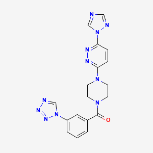 molecular formula C18H17N11O B3011889 (4-(6-(1H-1,2,4-triazol-1-yl)pyridazin-3-yl)piperazin-1-yl)(3-(1H-tetrazol-1-yl)phenyl)methanone CAS No. 2034242-74-3