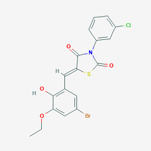 molecular formula C18H13BrClNO4S B301189 5-(5-Bromo-3-ethoxy-2-hydroxybenzylidene)-3-(3-chlorophenyl)-1,3-thiazolidine-2,4-dione 