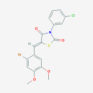 molecular formula C18H13BrClNO4S B301190 5-(2-Bromo-4,5-dimethoxybenzylidene)-3-(3-chlorophenyl)-1,3-thiazolidine-2,4-dione 