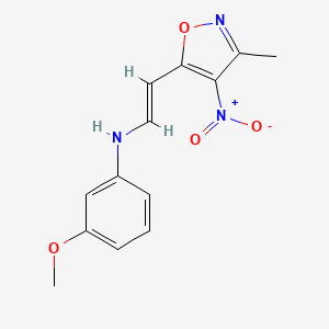 3-methoxy-N-[(E)-2-(3-methyl-4-nitro-1,2-oxazol-5-yl)ethenyl]aniline