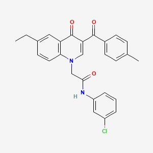 molecular formula C27H23ClN2O3 B3011905 N-(3-chlorophenyl)-2-(6-ethyl-3-(4-methylbenzoyl)-4-oxoquinolin-1(4H)-yl)acetamide CAS No. 895648-78-9