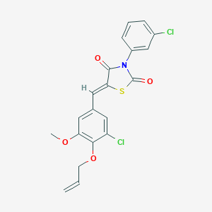 molecular formula C20H15Cl2NO4S B301191 5-[4-(Allyloxy)-3-chloro-5-methoxybenzylidene]-3-(3-chlorophenyl)-1,3-thiazolidine-2,4-dione 