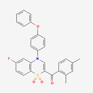 molecular formula C29H22FNO4S B3011921 (2,4-dimethylphenyl)[6-fluoro-1,1-dioxido-4-(4-phenoxyphenyl)-4H-1,4-benzothiazin-2-yl]methanone CAS No. 1114651-57-8