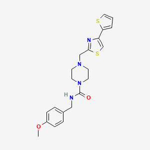 molecular formula C21H24N4O2S2 B3011932 N-(4-methoxybenzyl)-4-((4-(thiophen-2-yl)thiazol-2-yl)methyl)piperazine-1-carboxamide CAS No. 1171171-71-3