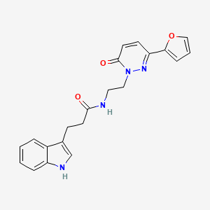 molecular formula C21H20N4O3 B3011937 N-(2-(3-(furan-2-yl)-6-oxopyridazin-1(6H)-yl)ethyl)-3-(1H-indol-3-yl)propanamide CAS No. 1219903-19-1
