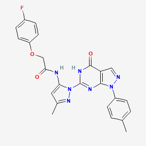 molecular formula C24H20FN7O3 B3011944 2-(4-fluorophenoxy)-N-(3-methyl-1-(4-oxo-1-(p-tolyl)-4,5-dihydro-1H-pyrazolo[3,4-d]pyrimidin-6-yl)-1H-pyrazol-5-yl)acetamide CAS No. 1172462-51-9