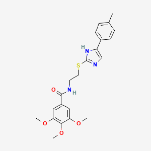 molecular formula C22H25N3O4S B3011950 3,4,5-trimethoxy-N-(2-((5-(p-tolyl)-1H-imidazol-2-yl)thio)ethyl)benzamide CAS No. 897454-85-2