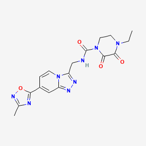 molecular formula C17H18N8O4 B3011953 4-ethyl-N-((7-(3-methyl-1,2,4-oxadiazol-5-yl)-[1,2,4]triazolo[4,3-a]pyridin-3-yl)methyl)-2,3-dioxopiperazine-1-carboxamide CAS No. 2034438-29-2