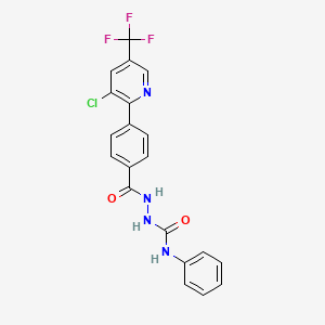 molecular formula C20H14ClF3N4O2 B3011959 4-[3-chloro-5-(trifluoromethyl)pyridin-2-yl]-N-[(phenylcarbamoyl)amino]benzamide CAS No. 1092343-35-5