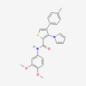 molecular formula C24H22N2O3S B3011960 N-(3,4-dimethoxyphenyl)-3-(1H-pyrrol-1-yl)-4-(p-tolyl)thiophene-2-carboxamide CAS No. 1207027-45-9