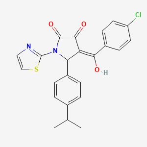 molecular formula C23H19ClN2O3S B3011962 4-(4-chlorobenzoyl)-3-hydroxy-5-(4-isopropylphenyl)-1-(thiazol-2-yl)-1H-pyrrol-2(5H)-one CAS No. 372503-57-6