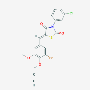 molecular formula C20H13BrClNO4S B301198 5-[3-Bromo-5-methoxy-4-(2-propynyloxy)benzylidene]-3-(3-chlorophenyl)-1,3-thiazolidine-2,4-dione 