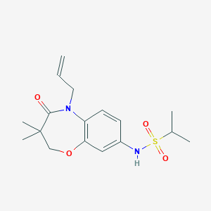 molecular formula C17H24N2O4S B3011986 N-(5-烯丙基-3,3-二甲基-4-氧代-2,3,4,5-四氢苯并[b][1,4]恶二杂环-8-基)丙烷-2-磺酰胺 CAS No. 921996-85-2