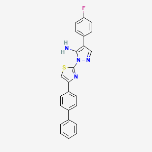 molecular formula C24H17FN4S B3011987 4-(4-氟苯基)-2-[4-(4-苯基苯基)-1,3-噻唑-2-基]吡唑-3-胺 CAS No. 956182-74-4