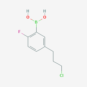 molecular formula C9H11BClFO2 B3011991 5-(3-Chloropropyl)-2-fluorophenylboronic acid CAS No. 2377606-13-6