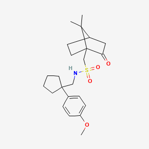 molecular formula C23H33NO4S B3012005 1-(7,7-二甲基-2-氧代双环[2.2.1]庚烷-1-基)-N-((1-(4-甲氧苯基)环戊基)甲基)甲磺酰胺 CAS No. 1797074-10-2