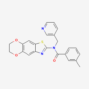 molecular formula C23H19N3O3S B3012008 N-(6,7-dihydro-[1,4]dioxino[2',3':4,5]benzo[1,2-d]thiazol-2-yl)-3-methyl-N-(pyridin-3-ylmethyl)benzamide CAS No. 895022-30-7