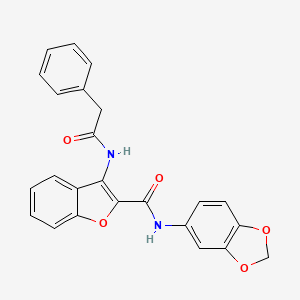 molecular formula C24H18N2O5 B3012021 N-(benzo[d][1,3]dioxol-5-yl)-3-(2-phenylacetamido)benzofuran-2-carboxamide CAS No. 888462-86-0