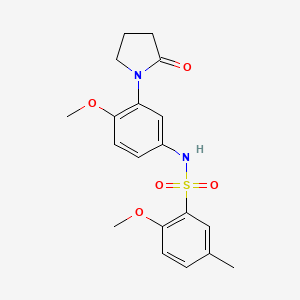 molecular formula C19H22N2O5S B3012023 2-甲氧基-N-(4-甲氧基-3-(2-氧代吡咯烷-1-基)苯基)-5-甲基苯磺酰胺 CAS No. 941978-07-0