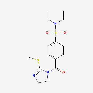 molecular formula C15H21N3O3S2 B3012037 N,N-二乙基-4-(2-甲基硫代-4,5-二氢咪唑-1-羰基)苯磺酰胺 CAS No. 851863-57-5