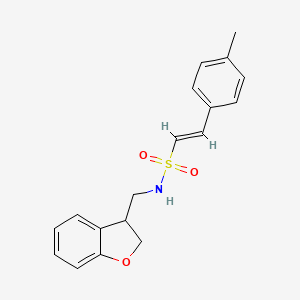 molecular formula C18H19NO3S B3012039 (E)-N-[(2,3-二氢-1-苯并呋喃-3-基)甲基]-2-(4-甲基苯基)乙烯-1-磺酰胺 CAS No. 2097941-11-0