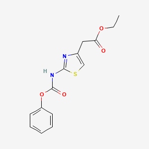 molecular formula C14H14N2O4S B3012046 Ethyl 2-[2-(phenoxycarbonylamino)-1,3-thiazol-4-yl]acetate CAS No. 353255-54-6